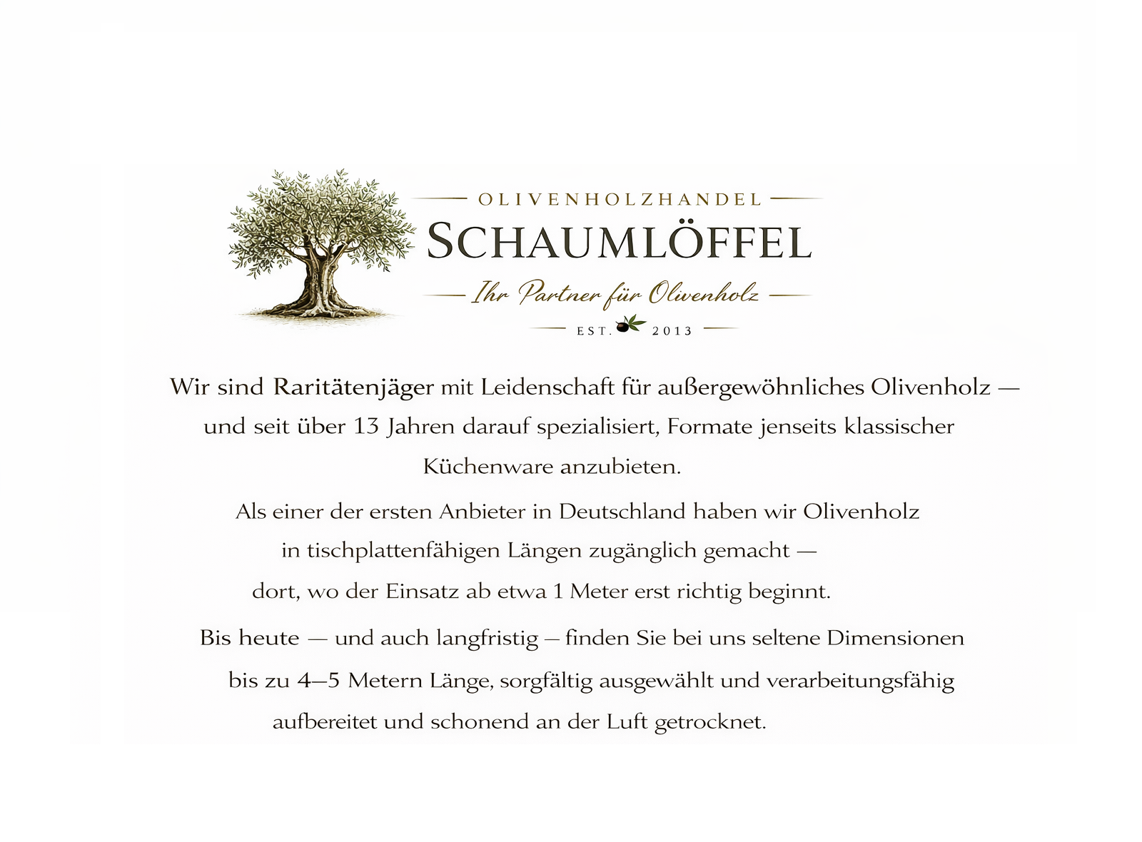Olivenholzhandel Schaumlöffel Header Logo Intro Text Raritätenjäger seltene Unikate